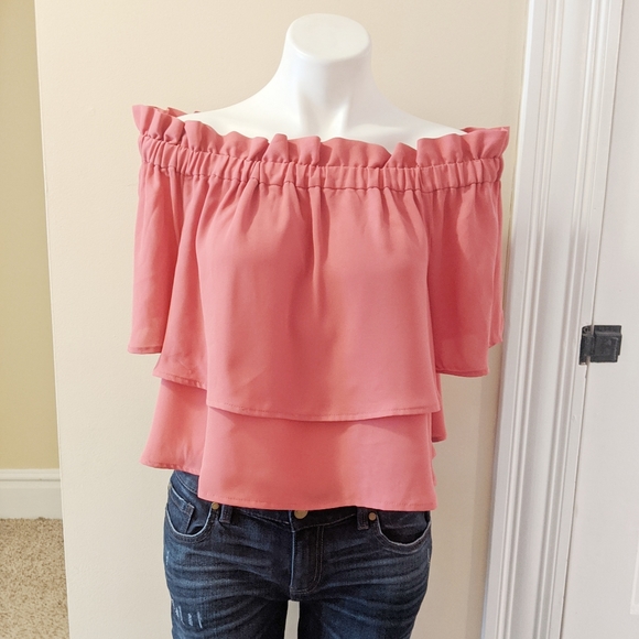 Leith Tops - Leith off the shoulder layered top.
